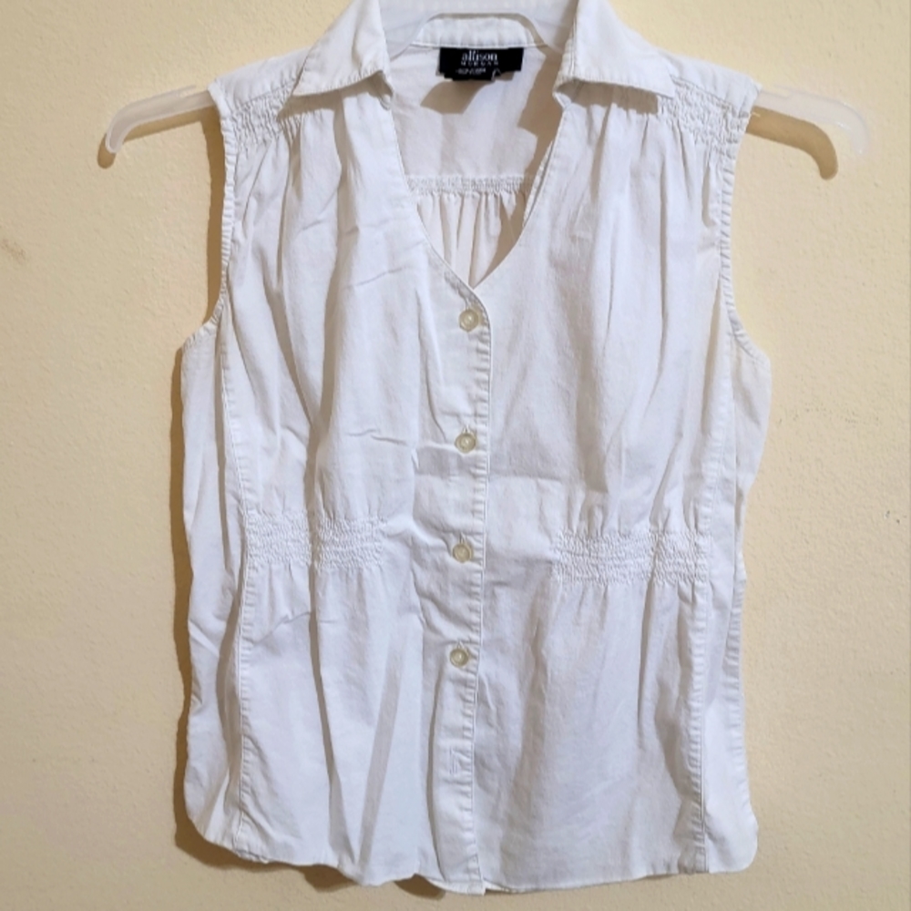 Women/Children's Button Down White Vest Top